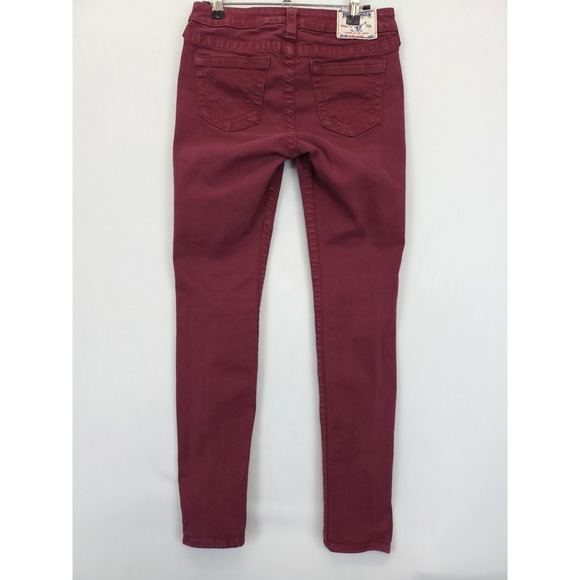 True Religion‎ Jeans Women 27 Burgundy Hi Rise Legging Stretch Skinny USA Made - Picture 2 of 14